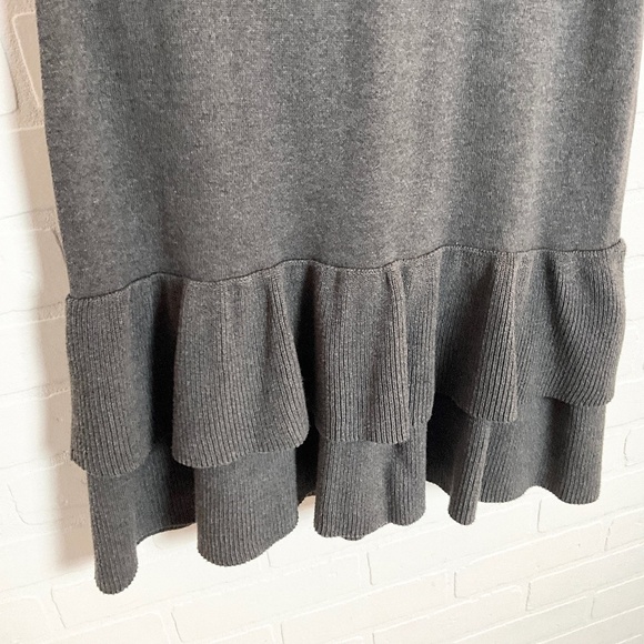 JACKPOT Mini Skirt AISHAH Ribbed knit Charcoal Gray ruffle Cotton blend M - Picture 5 of 12